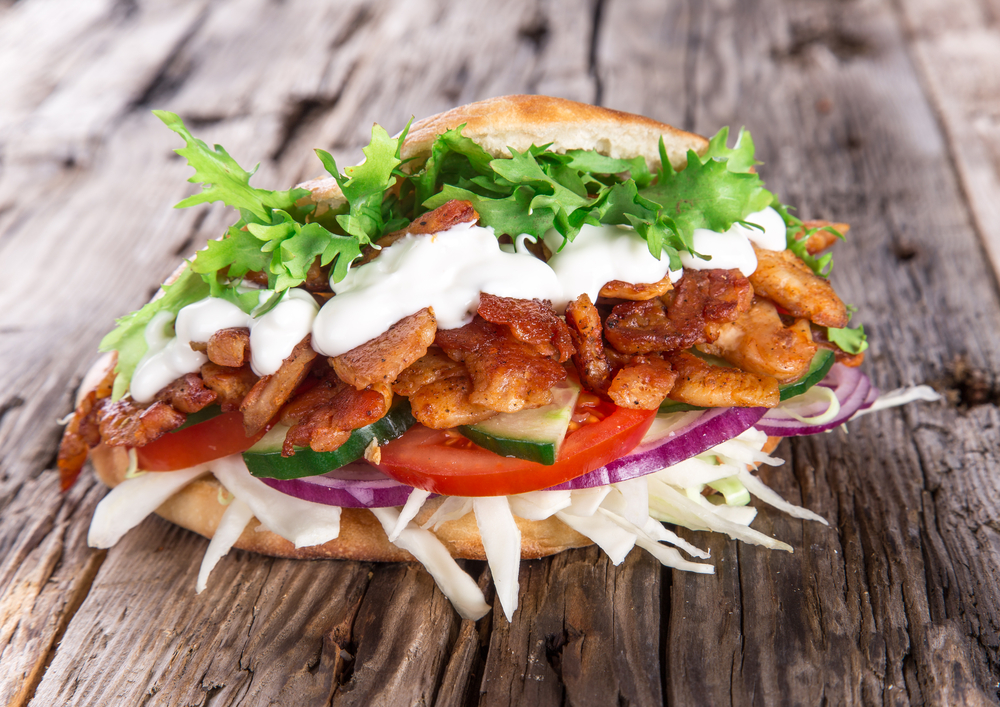 Sandwich libanais dinde champignon curry 